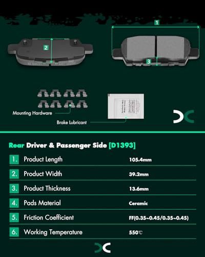 Image of SCITOO D1650 D1393 Brake Pads Sets Front Semi-Metal & Rear Ceramic Replacement For Nissan For Altima 2013-2017