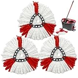 WR Serpillière en Microfibre Compatible avec Les systèmes à essoreur Rotatif Vileda Turbo et Easy Wring and Clean   Pack de 3 serpillières (Blanc et Rouge)