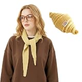 Lomehue Women Croissant Scarf Wool Knit Triangle Scarf Small Soft Winter Neck Gaiter Warmer Kawaii Cute Cashmere Scarves (Cheese,S)