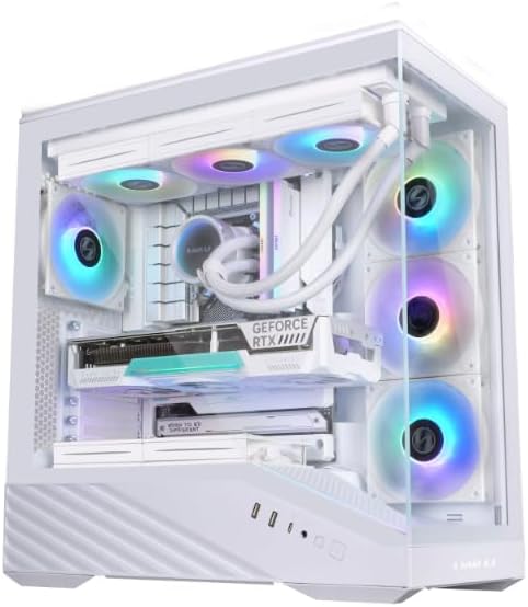 Lian Li V100 ATX Mid-Tower PC Case, 4 x 120mm ARGB PWM Fans Pre-Installed, LED RGB Strip, Display Platform with Tempered Glass, Support 420mm GPUs, 360mm Radiator, Optimized Airflow - White (V100RW) - 5