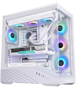 Lian Li Vector V100 ATX Mid-Tower PC Case with 4 ARGB PWM Fans, White | Side I/O USB-C | Dust Filiter | Support 420mm GPUs & 360mm Radiator | Included GPU Bracket | LED & Display Platform (V100RW)