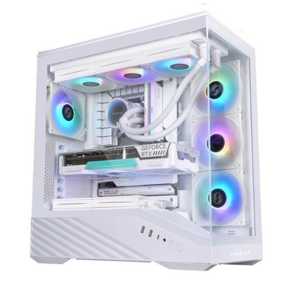 Image of Lian Li V100 ATX Mid-Tower PC Case, 4 x 120mm ARGB PWM Fans Pre-Installed, LED RGB Strip, Display Platform with Tempered Glass, Support 420mm GPUs, 360mm Radiator - White G99.V100RW.in