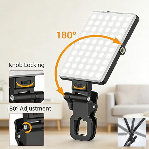OneAfflatus Selfie Light for iPhone-Camera Light for Content Creator-Portable Light-Clip on Light with 3 Mode&10 Brightness Level, Ring Light for Phone TikTok-Makeup-Video Recording-Vlog-Laptop Black — view 2