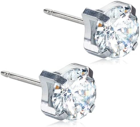 Blomdahl | Hypoallergenic | Silver Titanium Prong Set CZ Stud Earrings | Best Choice For Sensitive Ears