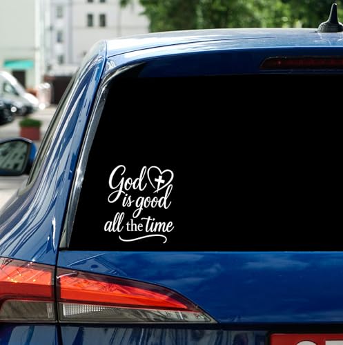 God is Good All The Time - Inspirational Car Decal - Faith Quote Vinyl Sticker - Religious Outdoor Decoration - Durable Waterproof Style - Unique Long Lasting Spiritual Vinyl Sticker