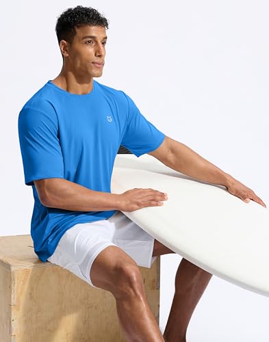 Image of G Gradual Men's Sun Protection Swim Shirt UPF 50+ Rash Guard Short Sleeve Quick Dry Water Hiking Workout Shirts for Men