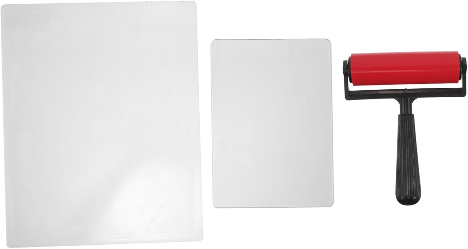 VILLCASE Gel Press Plate with Hand Roller and Integrated Paint Brush for Easy Ink Control and Even Distribution of Ink and Paint, for Art and DIY Card Making