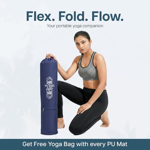 Image of WiseLife PU Natural Rubber Yoga Mat | XL & Extra Wide | Anti-Skid & Slip-Resistant | with Carry Strap - Perfect for Yoga & Workouts (Californication)