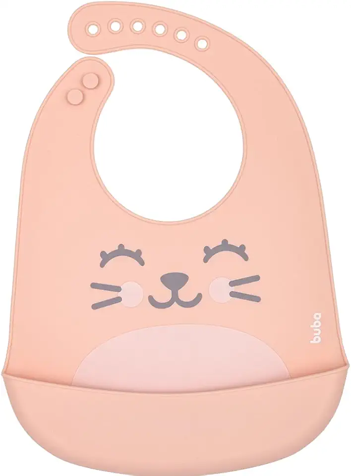 Buba, Babador Em Silicone Com Pega-Migalhas Gumy Pessego