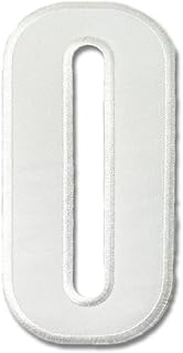 ワッペン 縦約15cm 特大 大きい 黒 白 数字 0 1 2 3 4 5 6 7 8 9 ユニフォーム 背番号 アップリケ 刺繍 アイロン 手芸 入園グッズ 入園準備 幼稚園 保育園 (特大数字 白【0】)