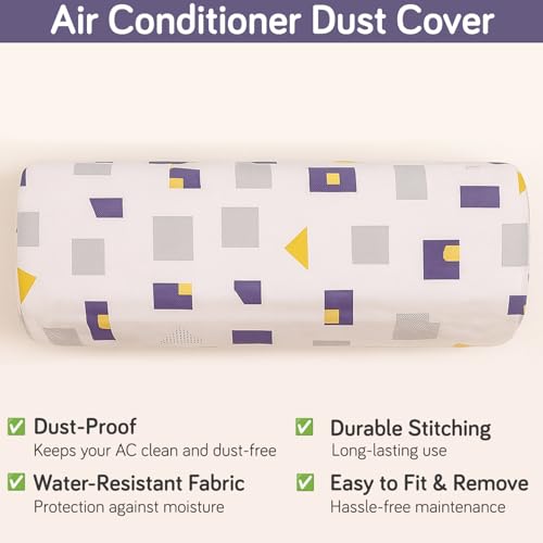 Image of HOKIPO AC Cover for most 2 Ton Split AC | Fits AC Units upto Size 110x33x31 cm | Dustproof, Waterproof & Washable Indoor Unit Cover | Protective & Decorative | Geometric Abstract (D1-AR5874)