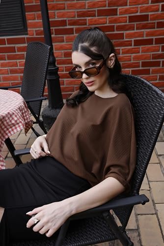 Image of Zilcon Womens Half Ballon Sleeve t-Shirt Tops Boat Neck Loose Fit Casual Workout T-Shirts