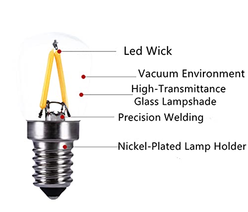 Not Dimmable St24 Led Retro Transparent Bulb 1W 120V E12 Edison Bulb Candle Holder Base, 2700K Natural White Small Filament Bulb For Ceiling Lamp Of Chandelier, Pack Of 6 #TOP2