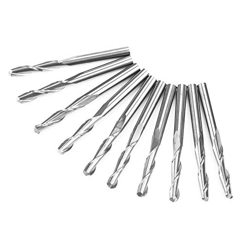10 Stück/Packung 3,175 x 17 mm Wolframstahl-Doppelflöten Hartmetall-Kugelkopffräser CNC-Bits zum Schneiden und Gravieren