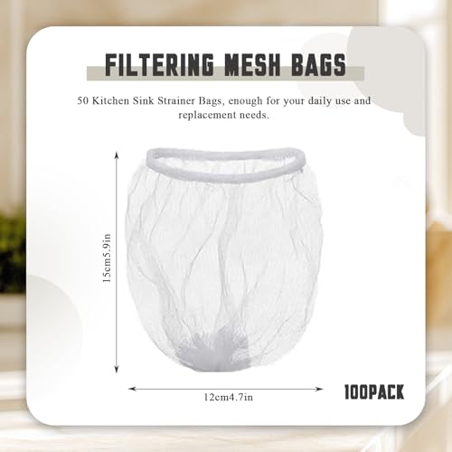 Bolsa de malla para colador de fregadero de cocina pack 100 miniatura 2