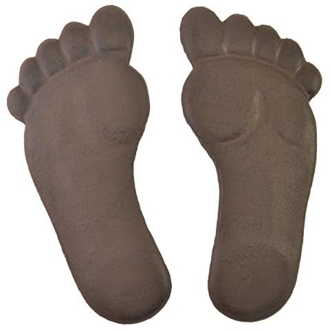 FLAG EMOTES Human Footprint Stepping Stone Set Cast Iron Yard & Garden Feet Flagstones Rust Brown Cover
