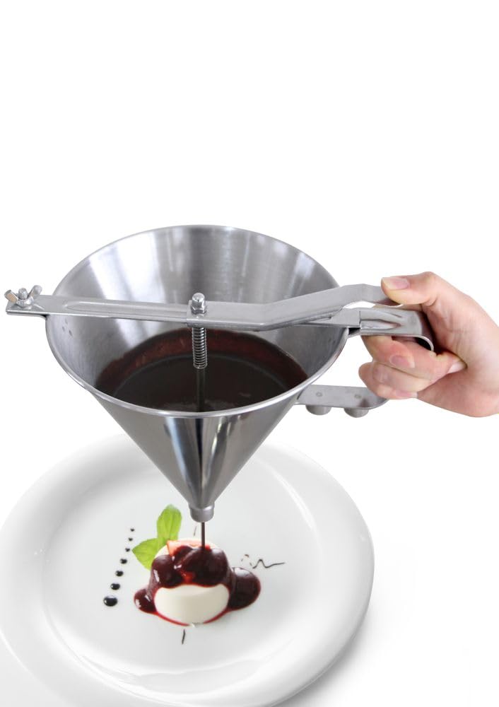HENDI Fondanttrichter, mit drei verschiedenen Düsen, Griff aus Polypropylen, Dosieren, Dekorieren, Geschirrspülmaschinengeeignet, 1,5L, ø190x(H)220mm, Edelstahl