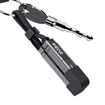 PZOZ 4-in-1-LED-Display Schnellladekabel 60W mit Lightning/Typ C/USB A Multi Ladekabel (60W, 0.18M)