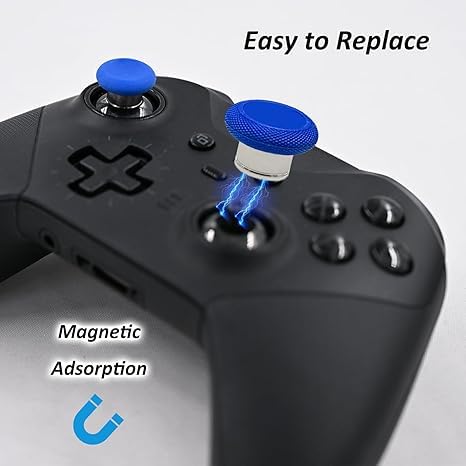 Image of 2 Pcs Metal Short Thumbsticks Replacement for Xbox Elite Series 2 Controllers,Short Concave Magnetic Analog Joysticks for Xbox Elite Series 2 Core Standard Height Thumbsticks(Blue)