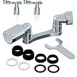 DURADAI Adaptador grifo cocina 1440º de Rotación + 8 Juntas de Regalo e Instrucciones con Doble Función de Rociado de Agua | Diámetro de Rosca 20/22/24mm | Aireador Grifo cocina perfecto para tu grifo