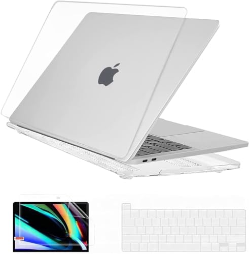 Image of EooCoo Hard Case Compatible for MacBook Pro 13 inch Case M2 A2338 A2251 M1 A2289 A2159 A1989 A1706,2024,2023,2022-2017 Released, Plastic Hard Shell & Keyboard Cover & Screen Protector - Crystal Clear