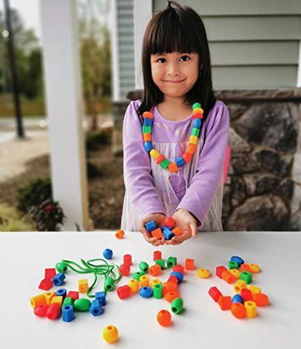 BMTOYS Lacing Beads for Kids - 70pcs Threading Beads Occupational Therapy Toys for Kids Fine Motor Skills Developmental Activity OT Toys - Image 3