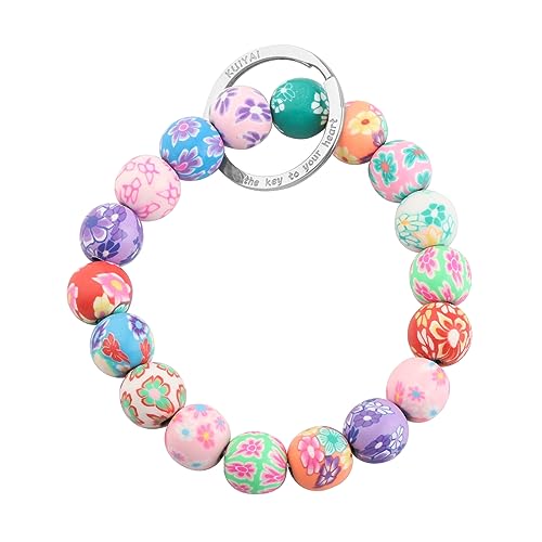 KUIYAI Elastic Functional Beaded Wrist Keychain Bracelet Handsfree Keychain Gift for Her2