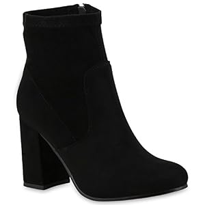 stiefelparadies Damen Schuhe Klassische Stiefeletten Wildleder-Optik High Heels Basic 145419 Schwarz Basic 41 Flandell