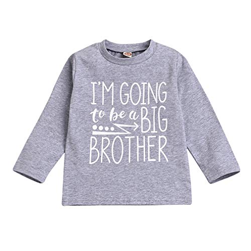 Toddler Kids Baby Boy Tee I'm Going to Be A Big Brother T-Shirt Long Sleeve Tops (Light Gray, 4-5T)