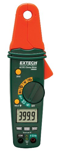 Image of Extech 380950 Mini AC /DC 80A Clamp Meter | 0.5in jaw, 1mA resolution, AC /DC voltage, resistance, frequency, capacitance, diode, leads, case