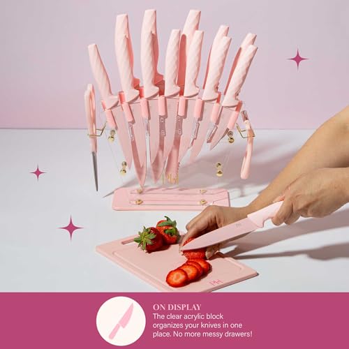 image for Paris Hilton Knife Block Set with Fan Style Clear Acrylic Knife Block,