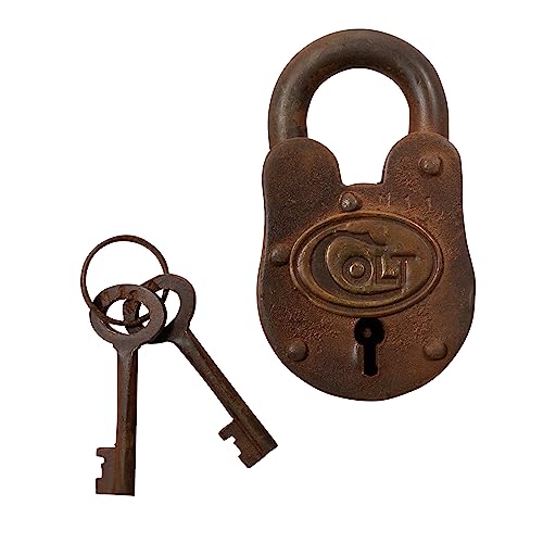 Artisan Owl Heavy Duty Cast Iron Colt Padlock - Rustic