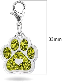10 stuks emaille bedels voor katten en honden, met karabijnhaak, sleutelketting, glitter, sieraden, bevindingen voor doe-het-zelf sieraden, halsketting, armband, 3,3 cm, Gelegeerd staal
