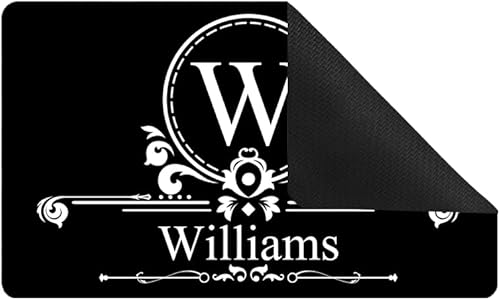 Miniatura 2 de Tapete para puerta de 30 x 18 pulgadas, nombre de la familia con monograma, tapete personalizado de bajo perfil para puerta delantera, para