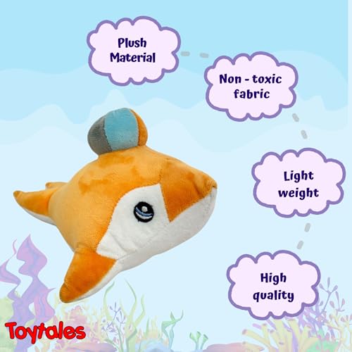 Image of TOYTALES Puffy Fish Plush Soft Toy for Kids | Cute & Cuddly Ocean Animal Stuffed Plush Toy | Huggable, Soft & Fun Companion for Boys & Girls | 24CM (Color May Vary)