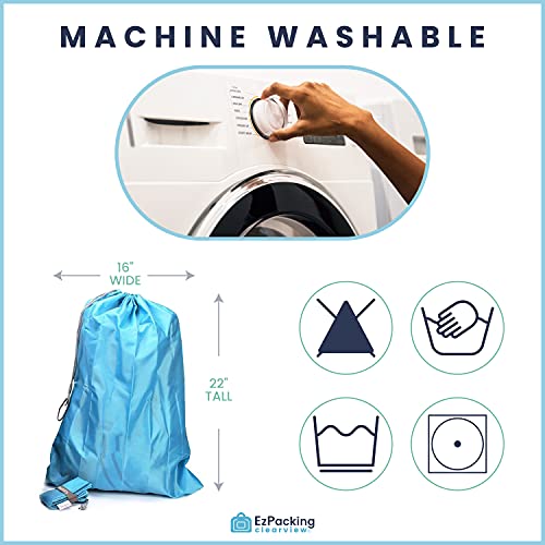 Travel Nylon Laundry Bag With Drawstring Closure / Foldable, Compact, Lightweight, Small Travel Size For Suitcase (22” X 16”) / Packable Dirty Clothes Pouch For College Dorm, Camp, Road Trip, Cruise Or Gym / Ideal For Women, Men, Kids Or Baby #TOP1