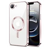 Eisuiyi iPhone 16e/17e 用 クリアソフトケース magsafe対応 TPU メッキ加工 薄型 カメラレンズ保護 耐衝撃 アイフォン16e 対応透明ケース iPhone 17e 対応透明カバー 6.1インチ ピンク