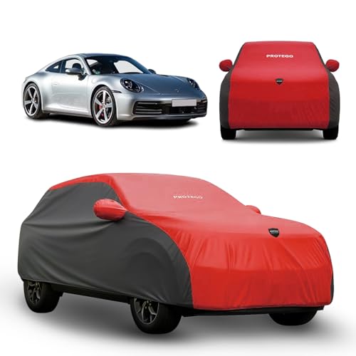 Image of PROTEGO Prime Series India's 1st Anti-Tear Car Cover for Porsche 911 | Heavy-Duty, Custom Fit, All Weather Protection | 100% Waterproof, Windproof & Hail Resistant | 2-Year Warranty | Red + Black