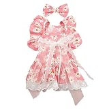 Dog Dresses,Pet Dresses,Dog Easter Outfit,Summer Dog Dress Bow Hairpin Floral Print Outfit Breathabl