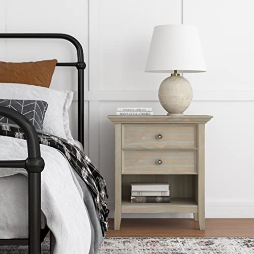 Simplihome Amherst Solid Wood 24 Inch Wide Traditional Bedside Nightstand Table In Distressed Grey, For The Living Room And Bedroom #TOP1