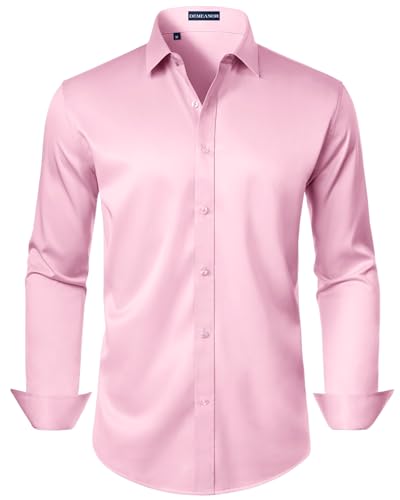 DEMEANOR Men's Dress Shirt Long Sleeve Wrinkle Free