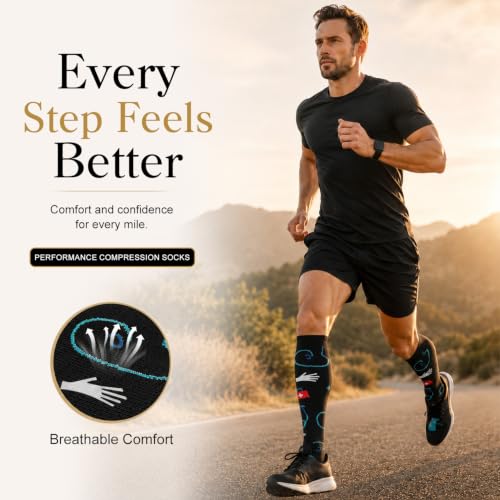 Image of Laite Hebe 4 Pairs-Compression Socks for Women&Men Circulation-Best Support for Nurses,Running,Athletic