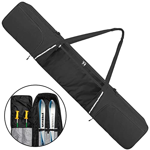 DSLEAF Bolsa de esquí con capacidad para una tabla o un par de esquís, bolsa de snowboard para viajes en avión con bolsillos con cremallera para gafas, guantes y otros elementos esenciales Cover