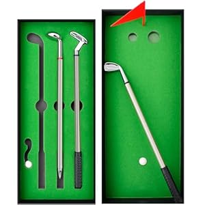 Gifts for Men Desktop Golf Pen Novelty Ideas Funny Mens Gifts for Dad Golf Pen Set Including 3 Golf Club Pens for Noel Birthday Father’s Day Cadeau Homme