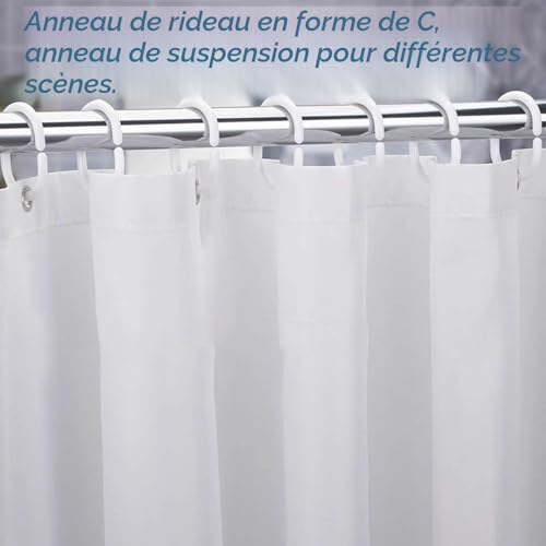 Anneaux rideau douche C blancs x12 plastique durable Lmyzcbzl