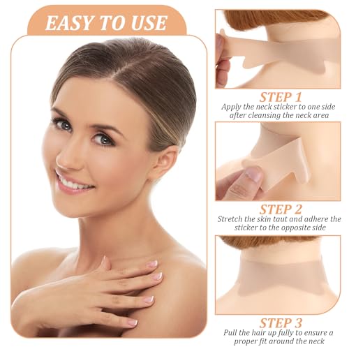 LLOUSSAK 20 peças de fita de pescoço de tom de pele, adesivos de rugas no pescoço, invisível, fita d