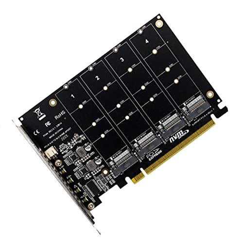 Tarjeta de expansión M.2 NVMe SSD de 4 puertos a PCIe X16 para ampliar almacenamiento de PC