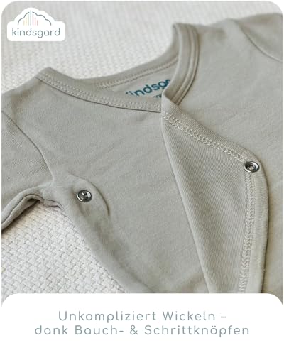Kindsgard Wickelbody langarm „trunder“ – Beige 56 – 5er-Pack aus Jersey – 100% Bio-Baumwolle – OEKO-TEX zertifiziert – weich, atmungsaktiv & pflegeleicht – unisex Babybody