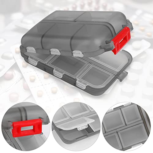 Wllhyf 2Pcs Travel Pill Organizer Small Daily Pill Case Pill Moisture Proof Container Holder 10 Compartments Medicine Box Vitamin Container For Different Medicines (Black+Coffee) #TOP7