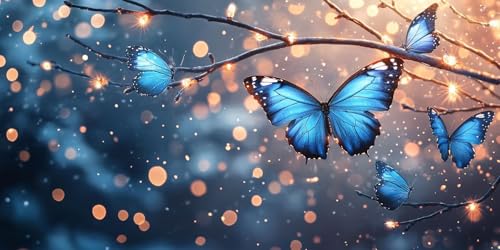 Diamond Painting Le papillon bleu kit d'art DIY cadeau anti-stress bien-être spirituel